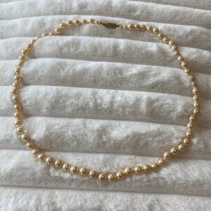 Vintage Fashion Jewellery glass Pearls With Crystal Clasp Cream Short Strand